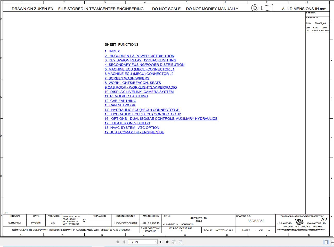 JCB Tracked Excavator JS210 T2 SHA 2013 2014 Electrical and Hydraulic Diagram (1)