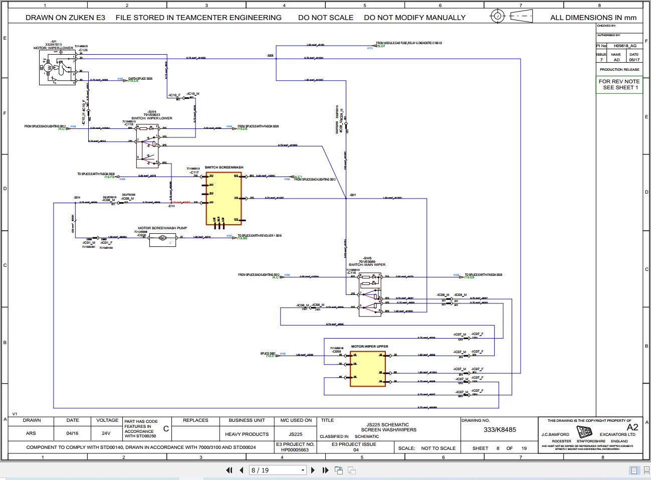 JCB Tracked Excavator JS220 T2 S0R 2016 2024 Electrical and Hydraulic Diagram (2)