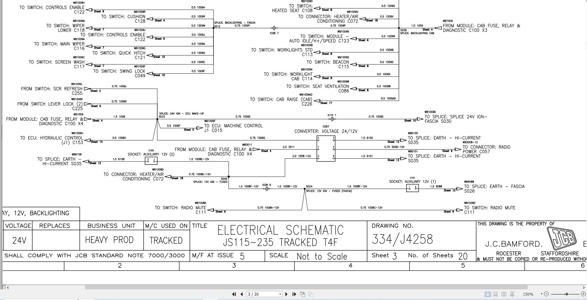 JCB Tracked Excavator JS220 T4F JCB 2015 2022 Electrical and Hydraulic Diagram (2)