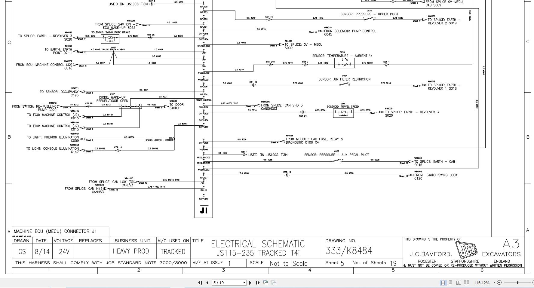 JCB Tracked Excavator JS220 T4i JCB 2013 2018 Electrical and Hydraulic Diagram (2)