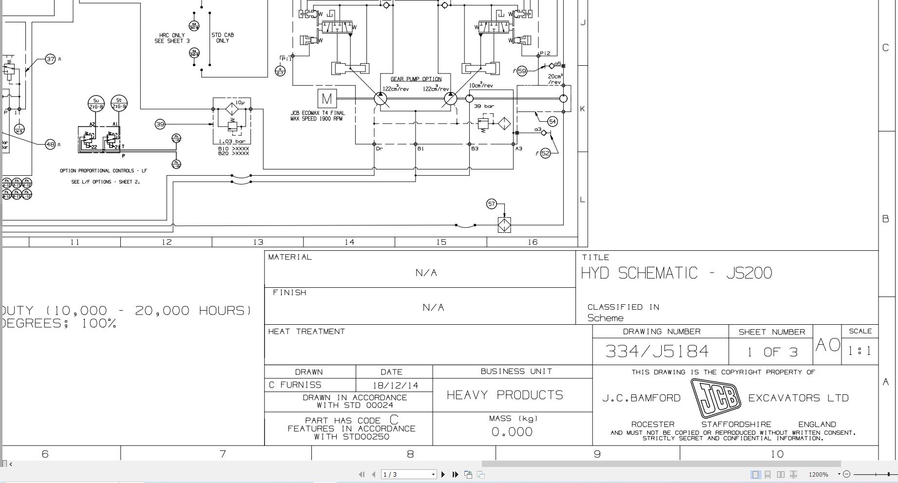 JCB Tracked Excavator JS230 T2 SHA 2013 2017 Electrical and Hydraulic Diagram (3)