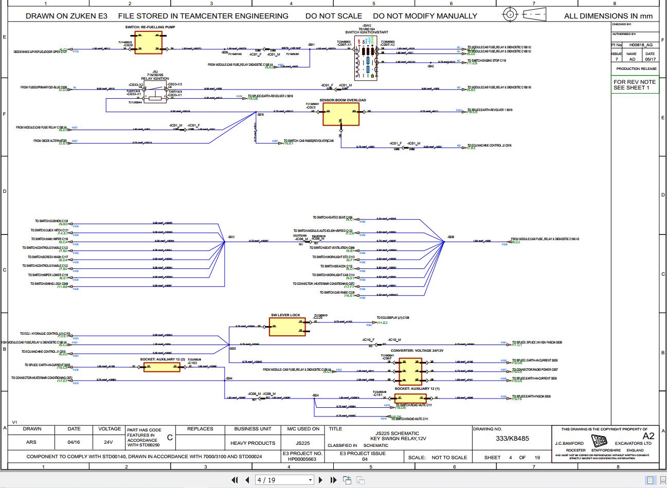 JCB Tracked Excavator JS235 T2 S0R 2017 Electrical and Hydraulic Diagram (2)