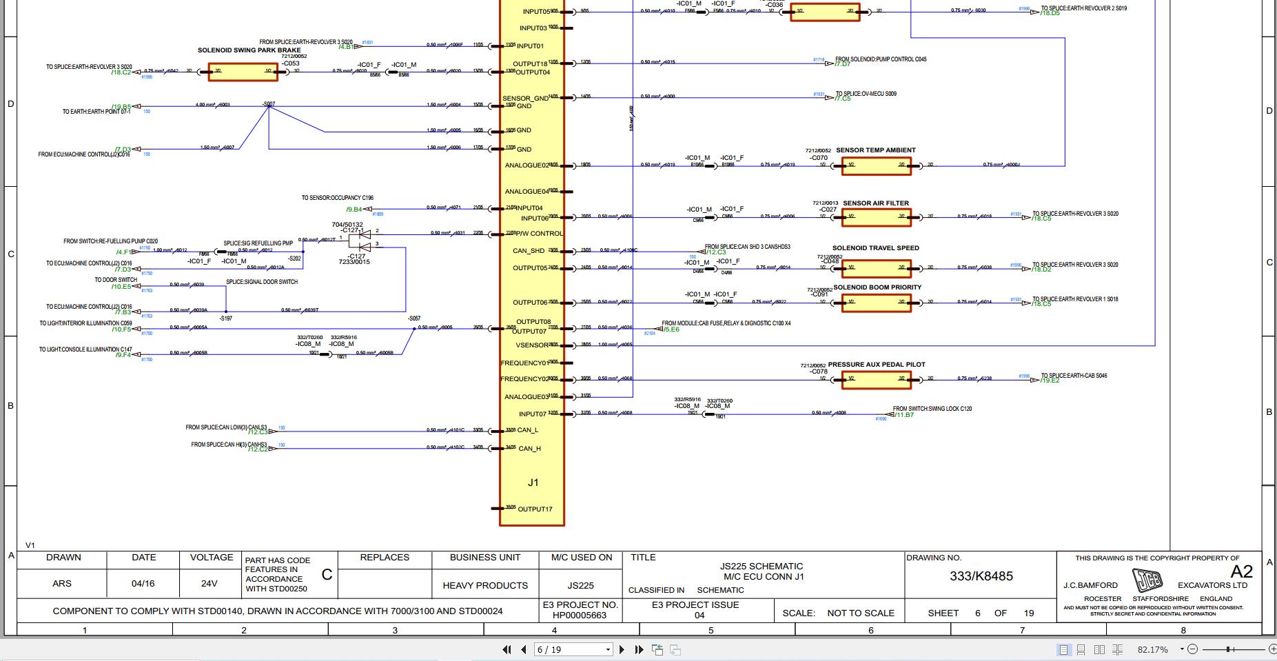 JCB Tracked Excavator JS235 T3 S0R 2017 2024 Electrical and Hydraulic Diagram (2)