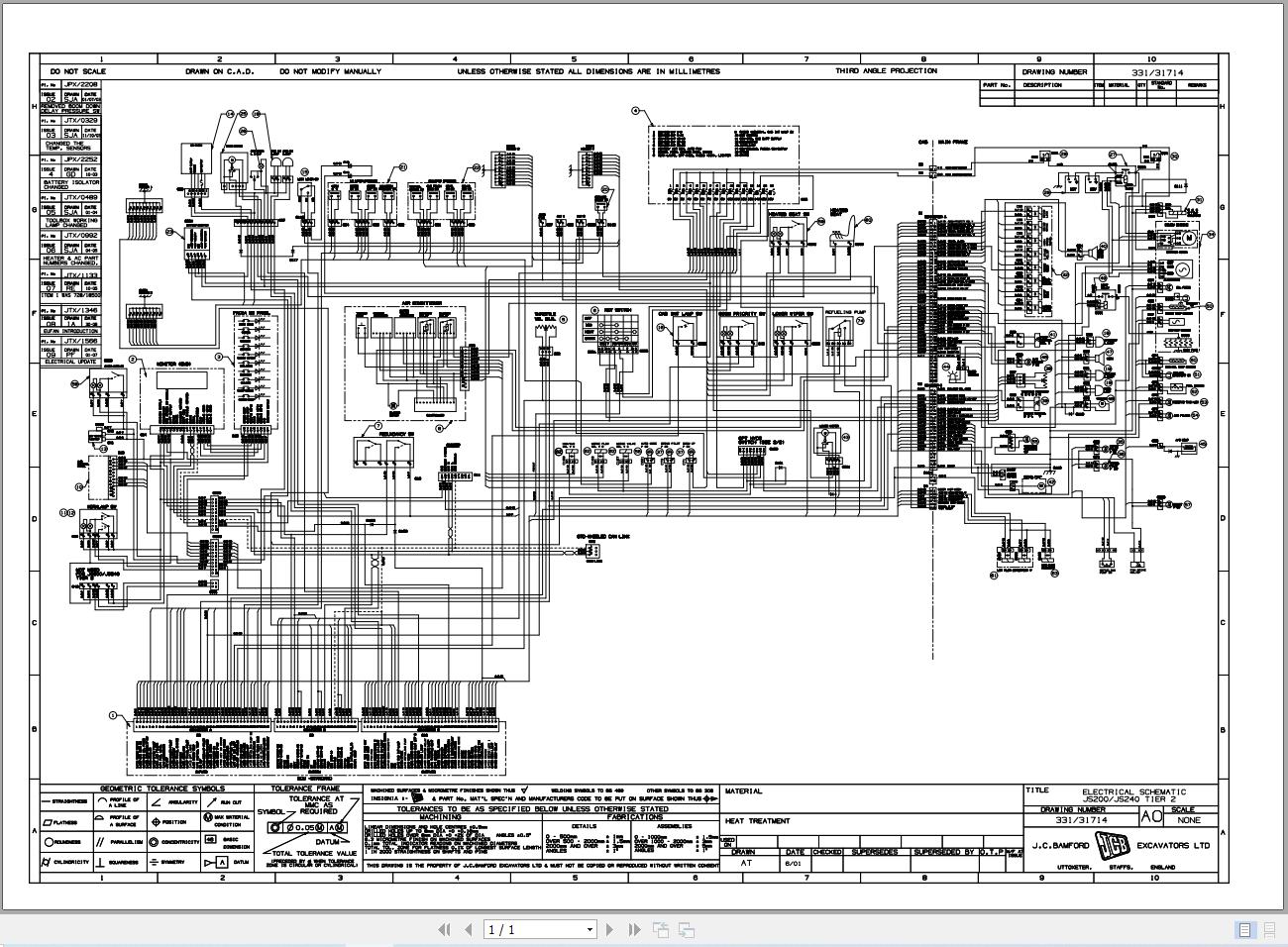 JCB Tracked Excavator JS260 T2 2003 2007 Electrical and Hydraulic Diagram (1)
