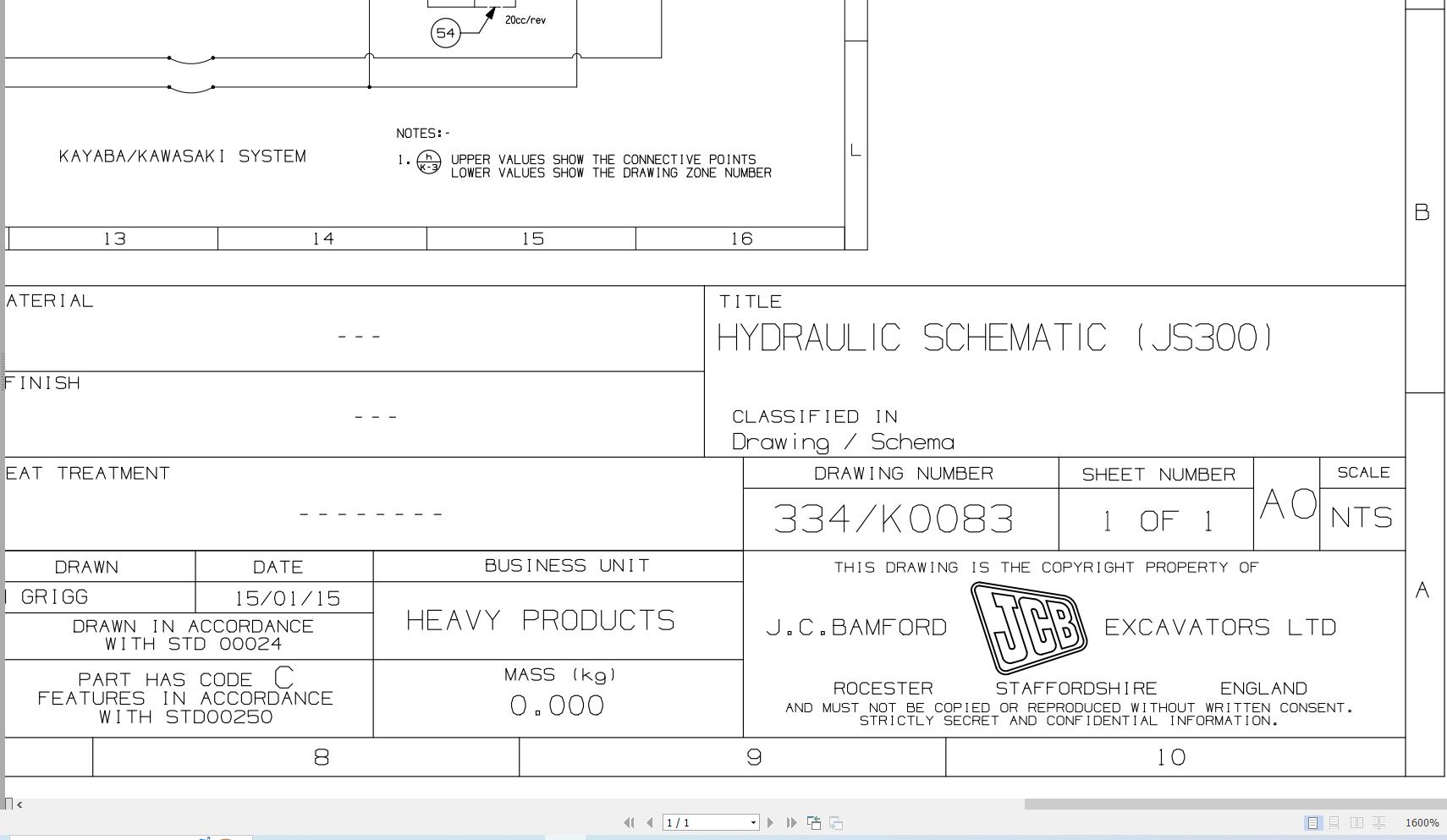 JCB Tracked Excavator JS300 T2 2015 2022 Hydraulic Diagram (1)