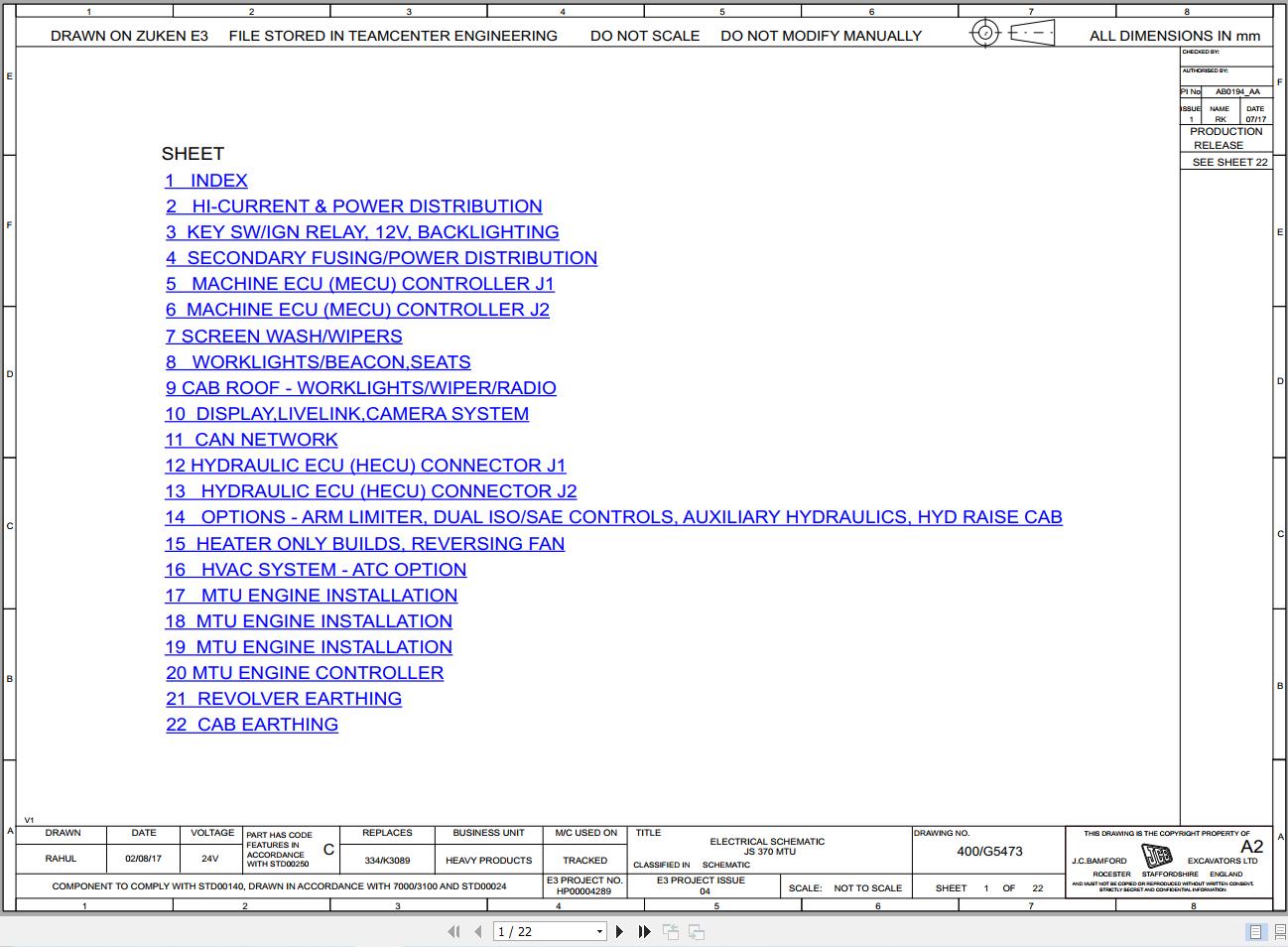 JCB Tracked Excavator JS300 T4F JCB 2017 2021 Electrical and Hydraulic Diagram (1)