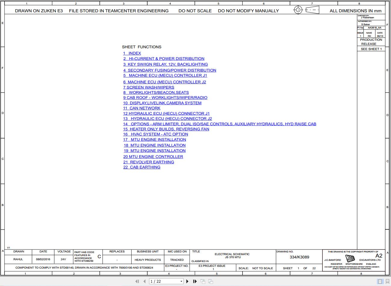 JCB Tracked Excavator JS300 T4F PUN 2020 2021 Electrical and Hydraulic Diagram (1)