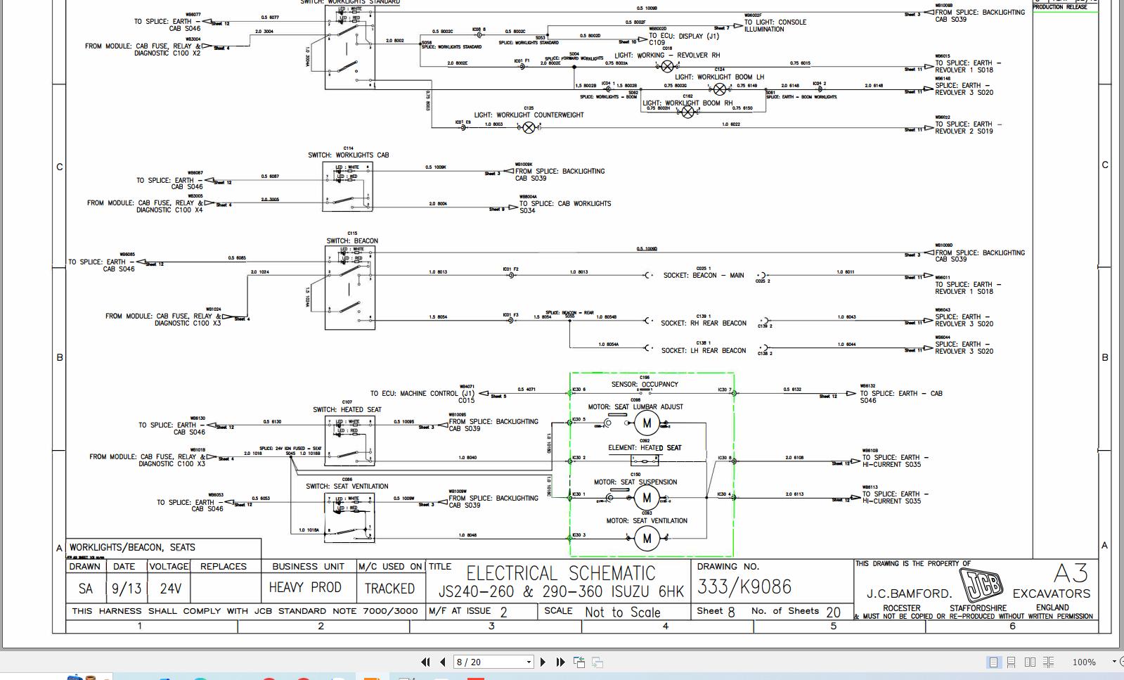 JCB Tracked Excavator JS300 T4i 2014 2017 Electrical and Hydraulic Diagram (2)
