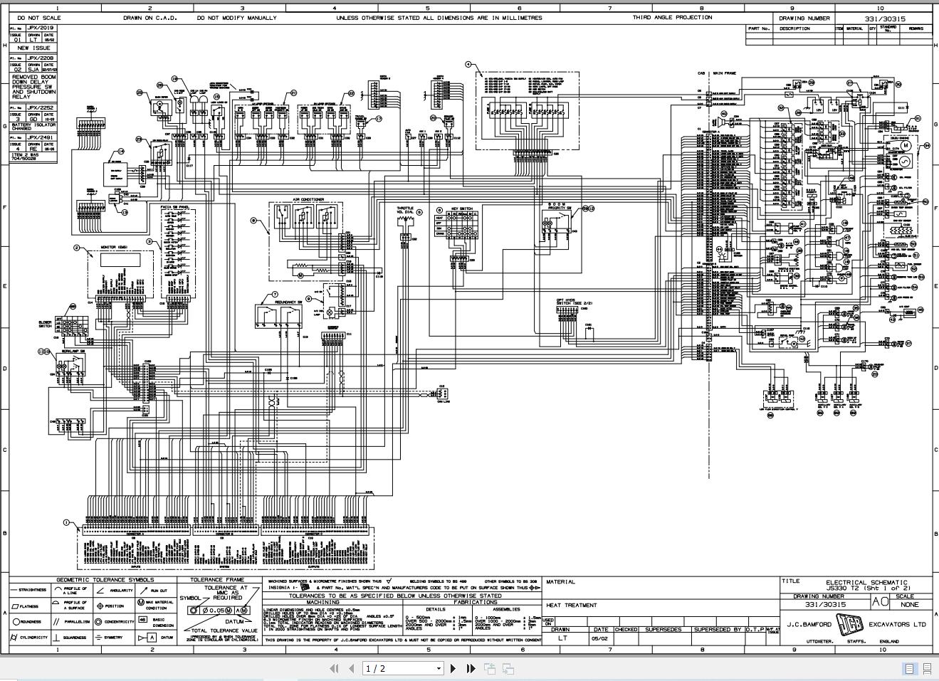 JCB Tracked Excavator JS330 T2 2006 2025 Electrical and Hydraulic Diagram (1)