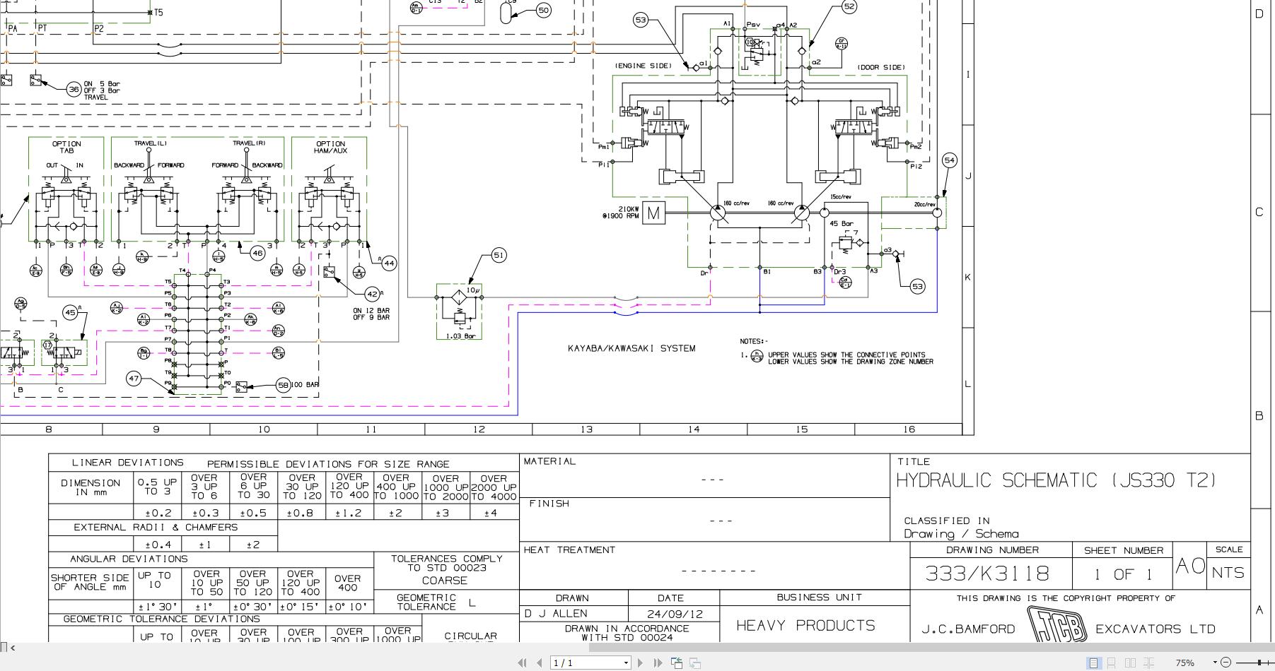 JCB Tracked Excavator JS330 T2 2006 2025 Electrical and Hydraulic Diagram (2)
