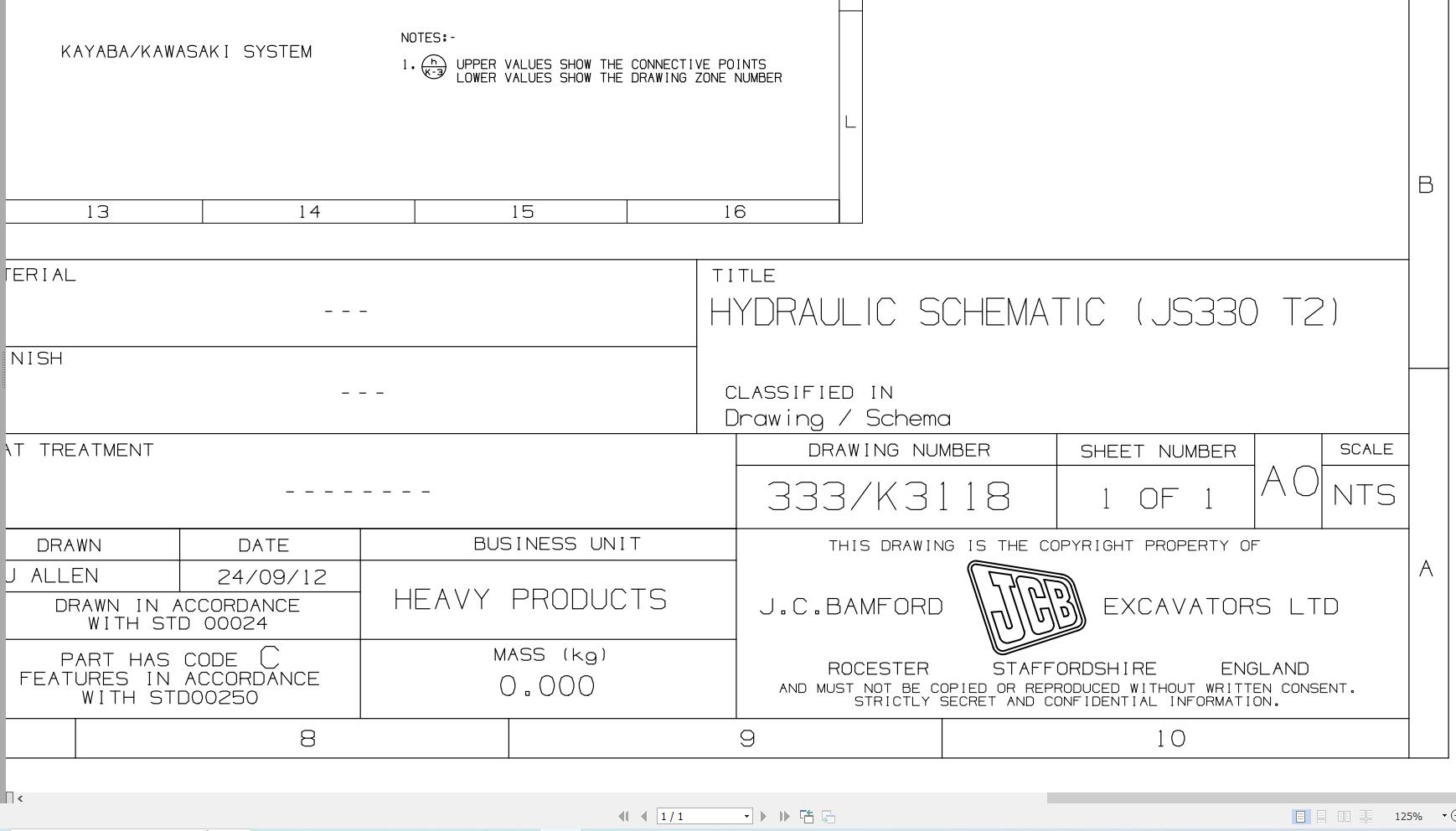 JCB Tracked Excavator JS330 T3 2006 2013 Hydraulic Diagram (1)
