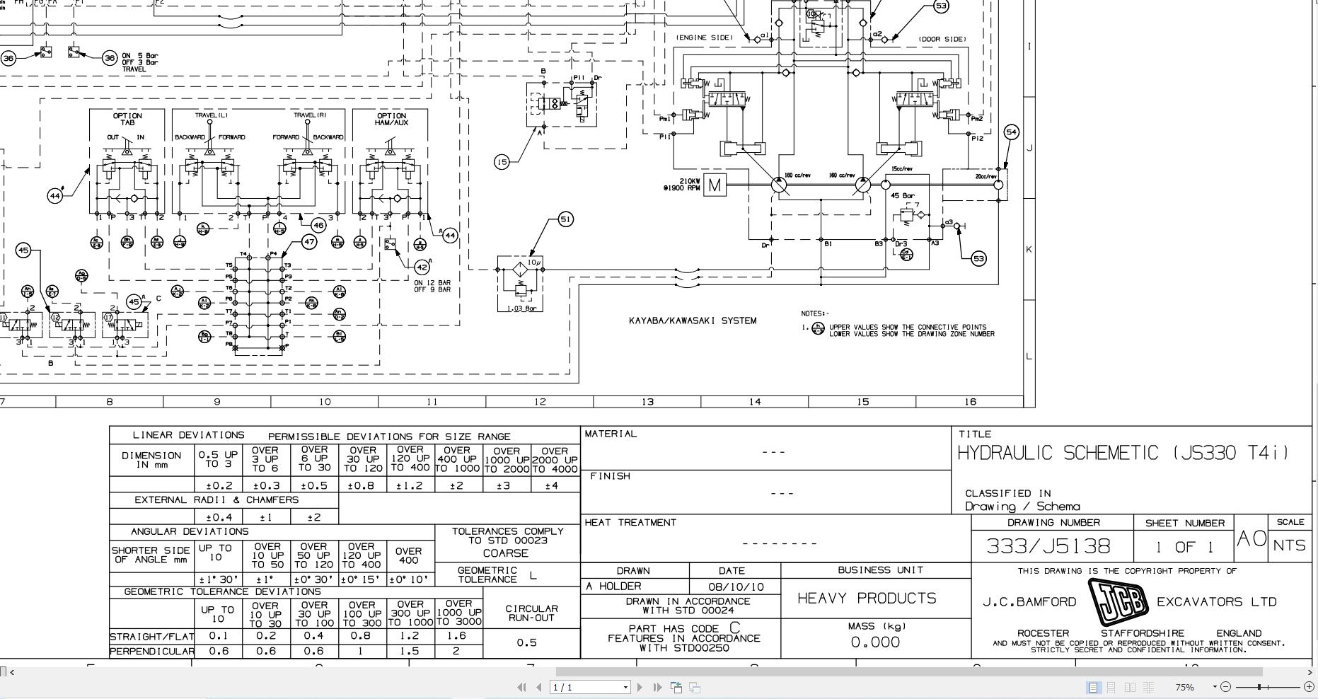 JCB Tracked Excavator JS330 T4i 2012 2017 Electrical and Hydraulic Diagram (2)