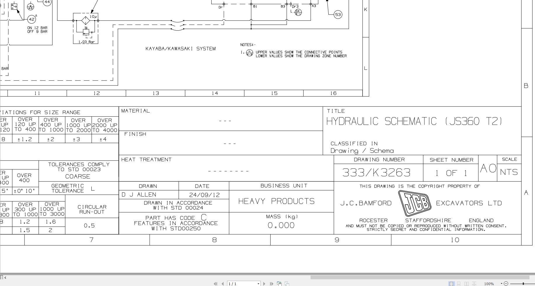 JCB Tracked Excavator JS370 T2 SHA Hydraulic Diagram (1)