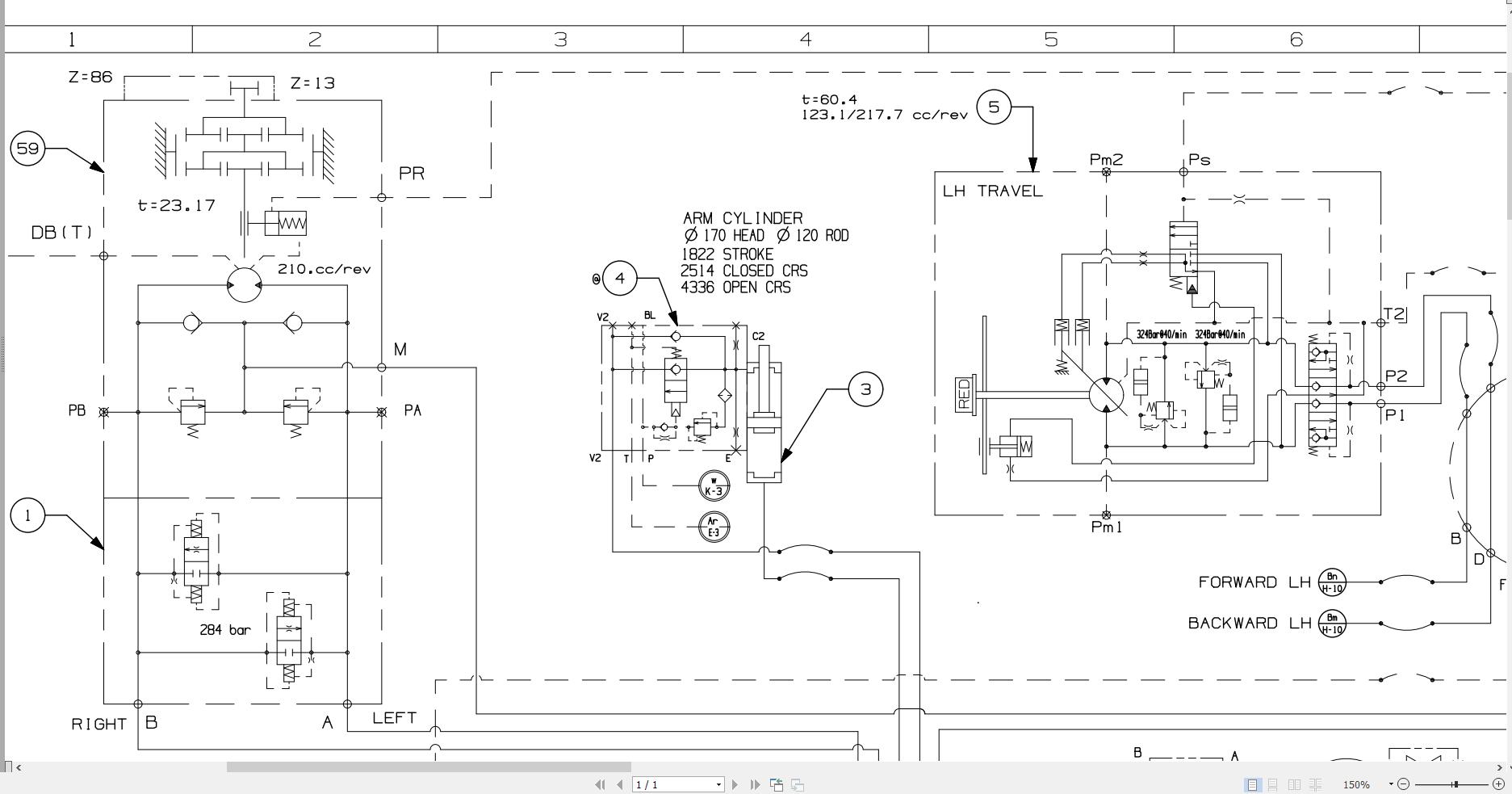 JCB Tracked Excavator JS370 T2 SHA Hydraulic Diagram (2)