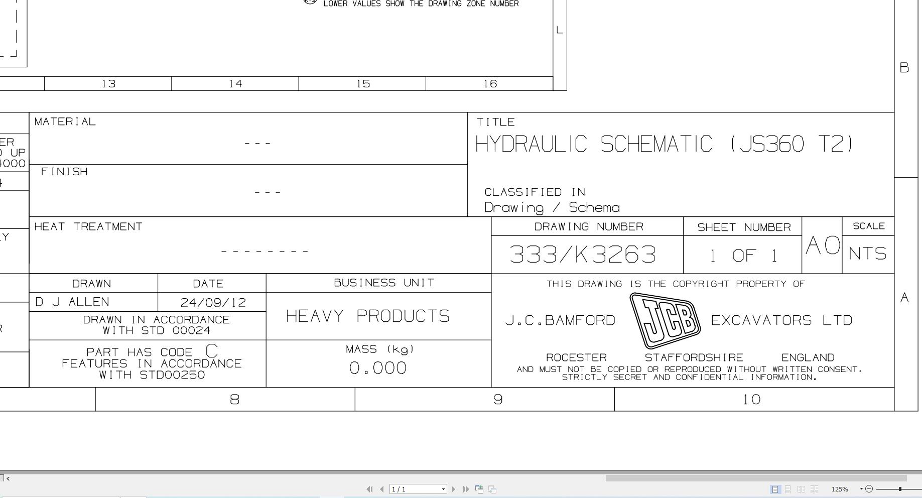 JCB Tracked Excavator JS370 T3 SHA 2013 2020 Hydraulic Diagram (1)
