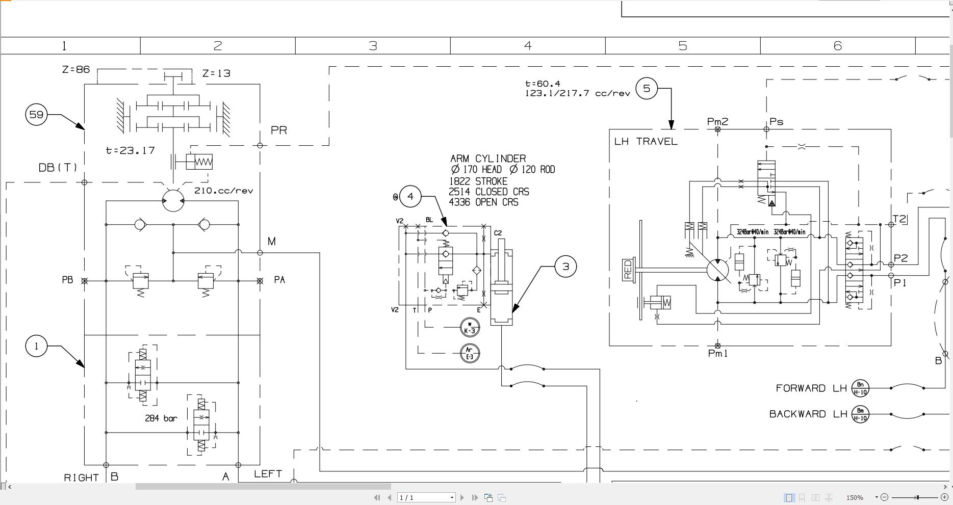 JCB Tracked Excavator JS370 T3 SHA 2013 2020 Hydraulic Diagram (2)
