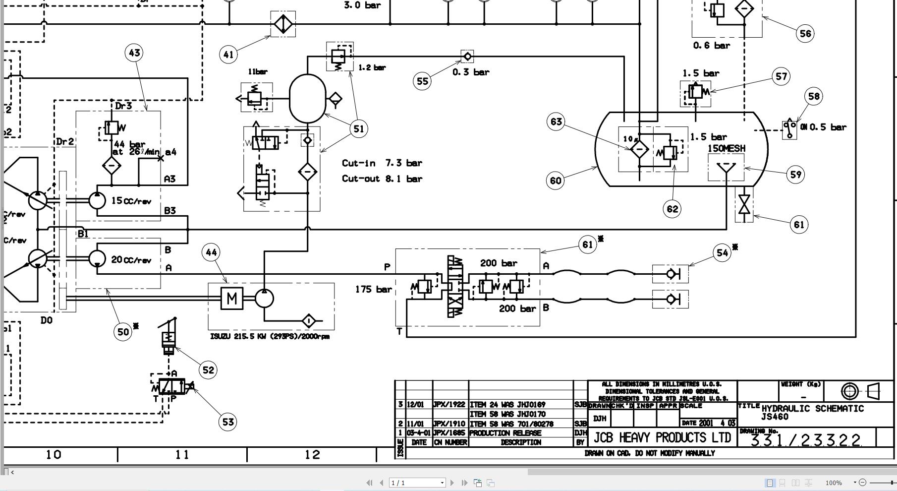 JCB Tracked Excavator JS460 T2 2001 2014 Electrical and Hydraulic Diagram (2)
