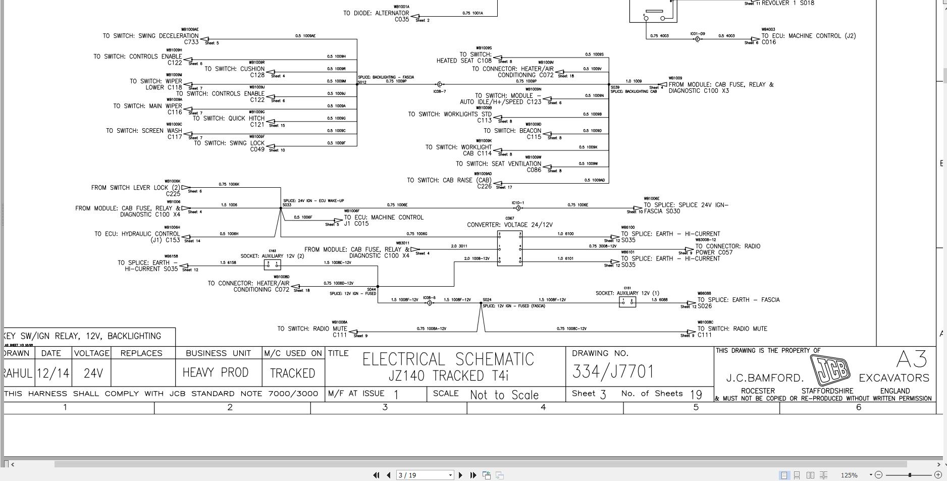 JCB Tracked Excavator JZ140HD T4i Electrical and Hydraulic Diagram (2)
