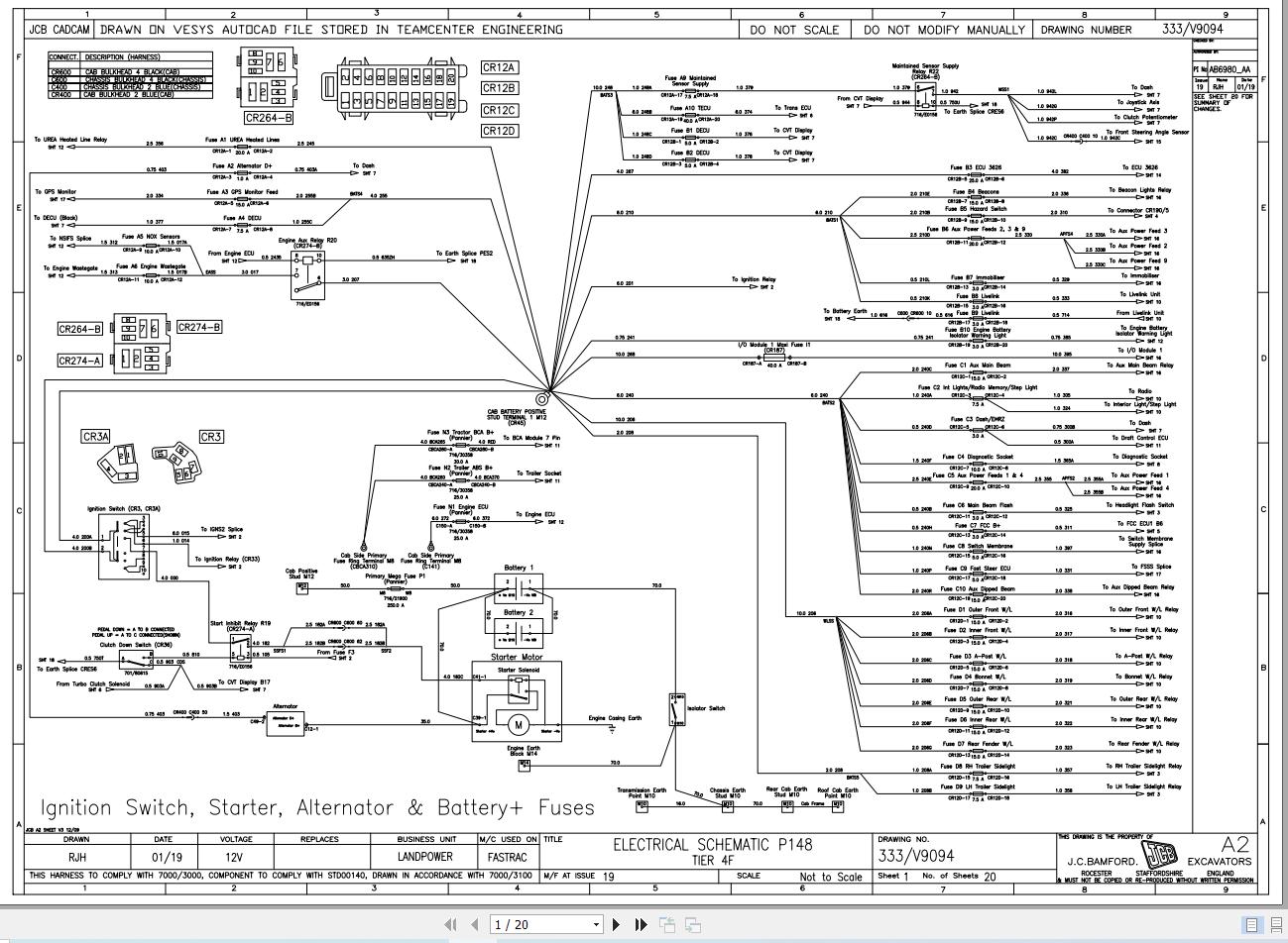 JCB Tractor Fastrac 4190 1 T4F 2015 2020 Electrical and Hydraulic Diagram (1)