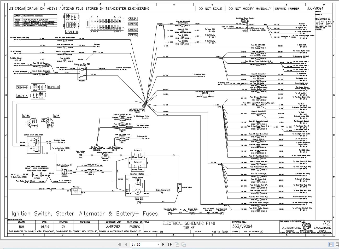 JCB Tractor Fastrac 4220 1 T4F 2013 2020 Electrical and Hydraulic Diagram (1)