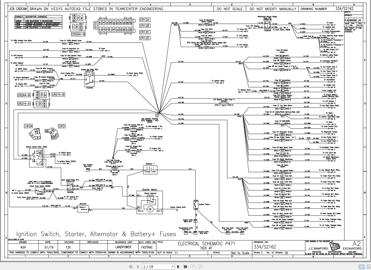 JCB Tractor Fastrac 8290 4 T4F 2016 2019 Electrical and Hydraulic Diagram (1)