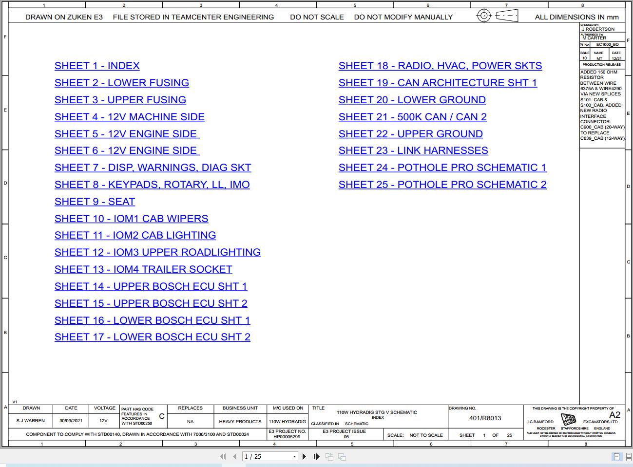 JCB Wheel Excavator 110W Pothole Pro STV 2022 2025 Electrical and Hydraulic Diagram (1)