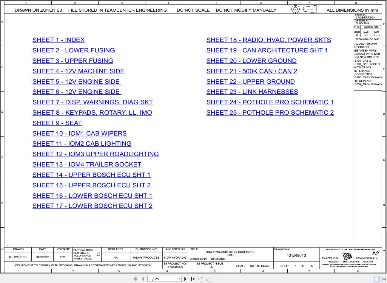 JCB Wheel Excavator 110W UN3 2021 2025 Electrical and Hydraulic Diagram (1)