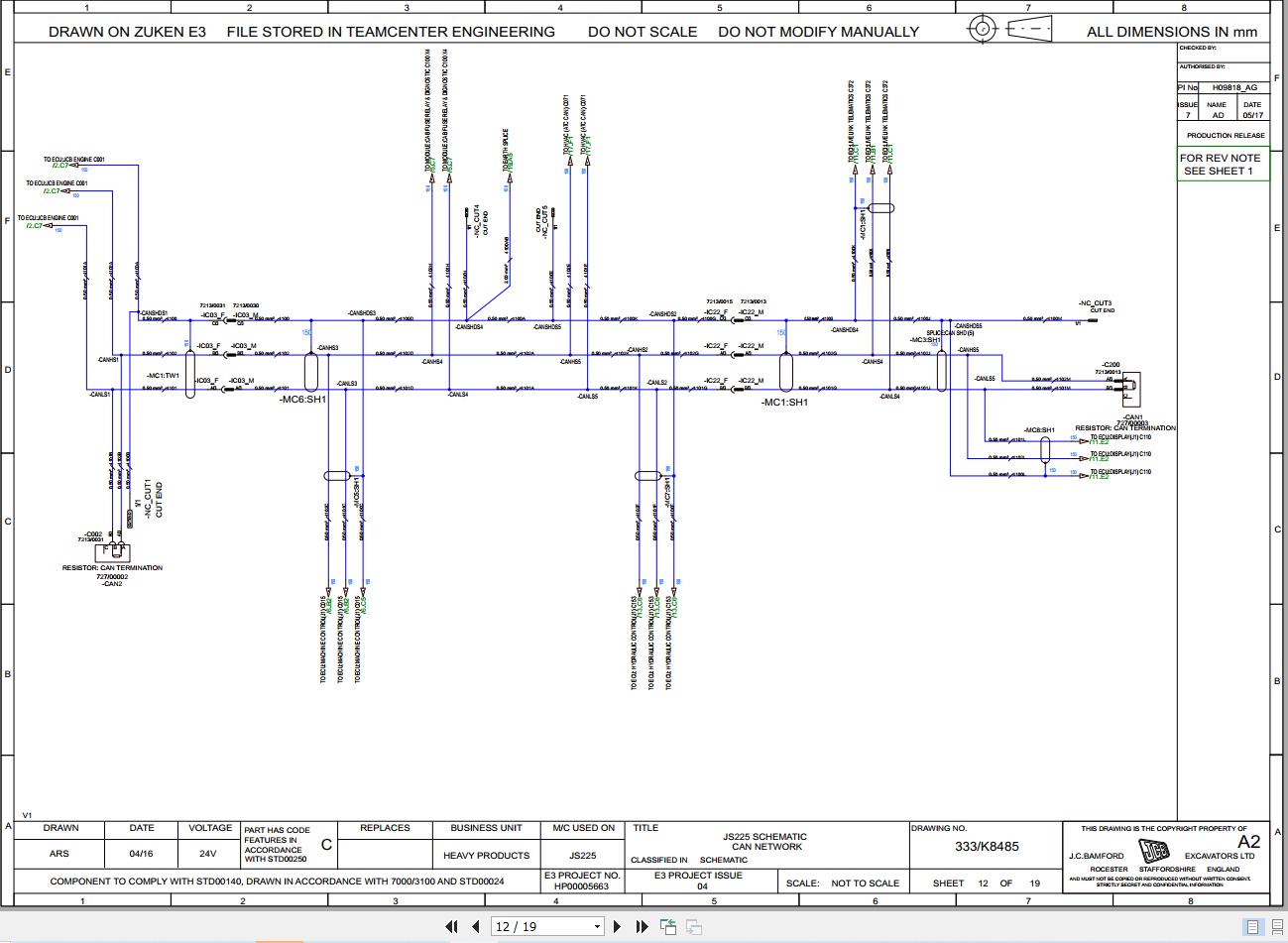 JCB Wheel Excavator JS130W T2 2004 2006 Electrical and Hydraulic Diagram (2)