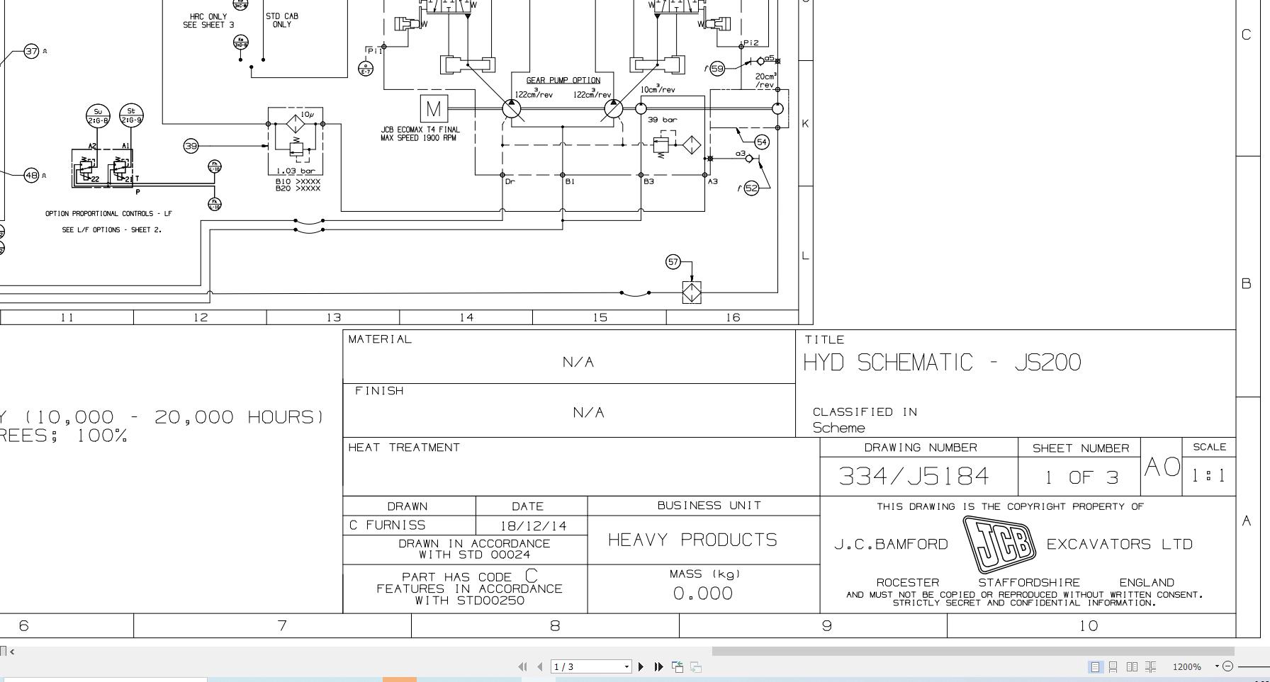 JCB Wheel Excavator JS130W T2 2004 2006 Electrical and Hydraulic Diagram (3)