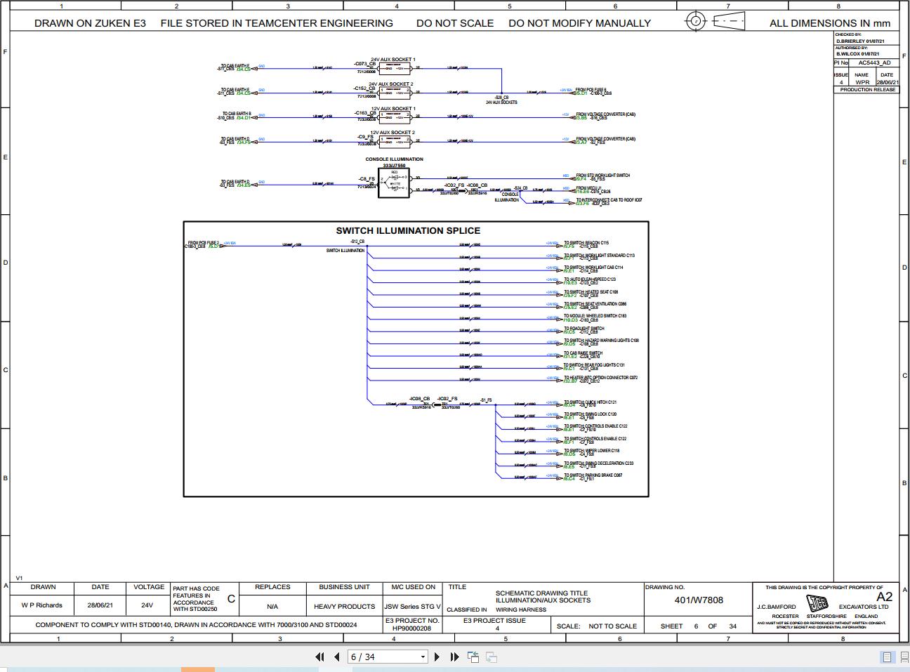 JCB Wheel Excavator JS145W STV 2021 2025 Electrical and Hydraulic Diagram (2)