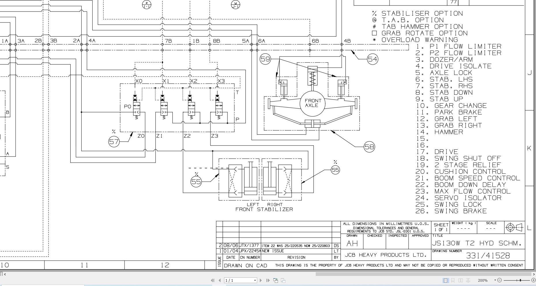 JCB Wheel Excavator JS145W T0 T2 Isuzu 2001 2004 Electrical and Hydraulic Diagram (2)
