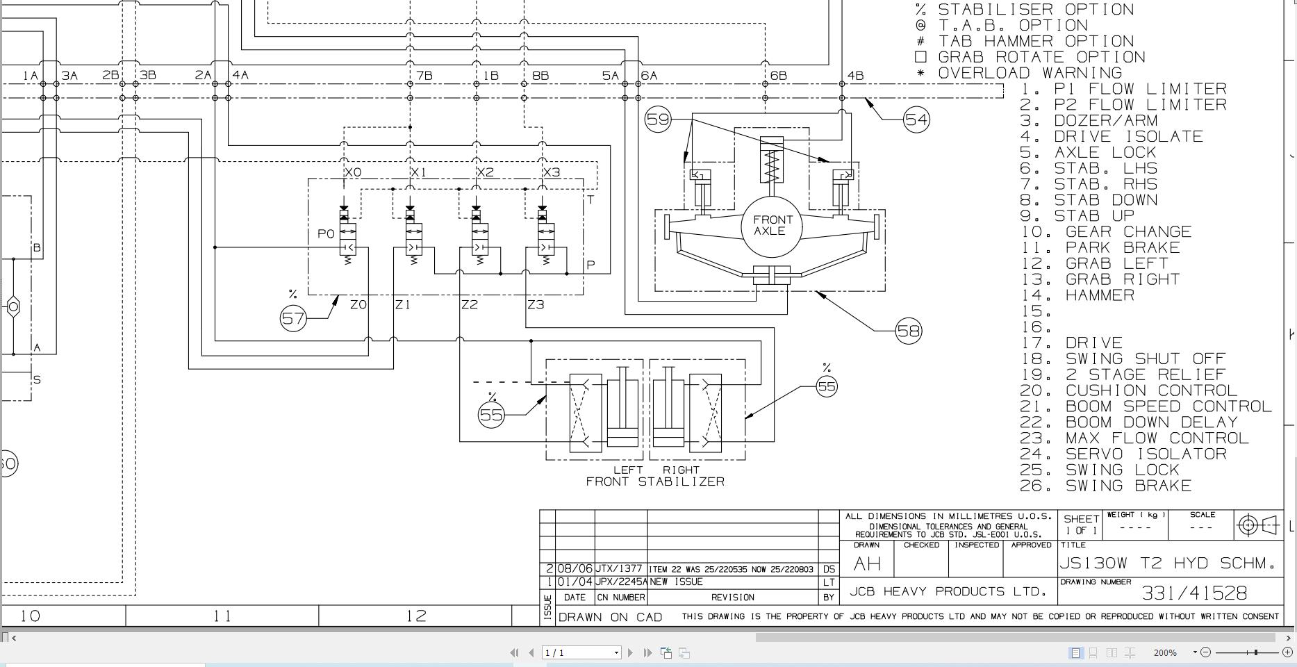 JCB Wheel Excavator JS145W T2 2006 2007 Electrical and Hydraulic Diagram (1)