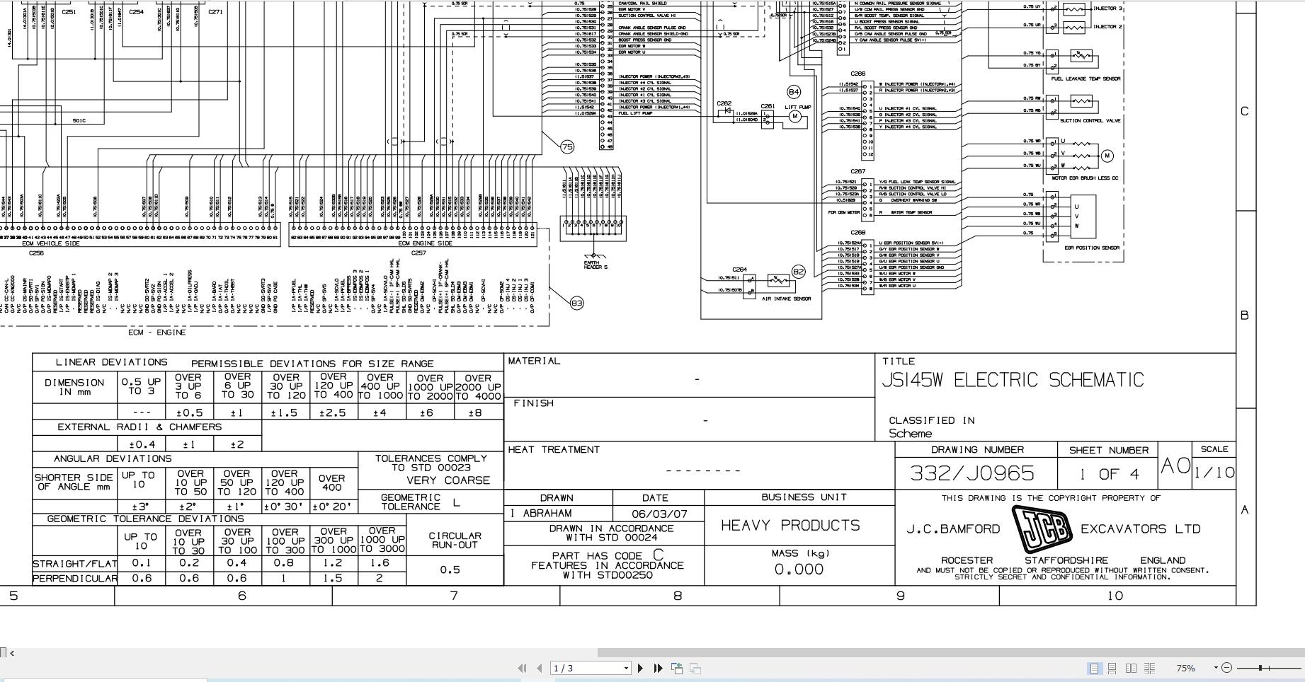 JCB Wheel Excavator JS145W T3 2007 2025 Electrical and Hydraulic Diagram (2)
