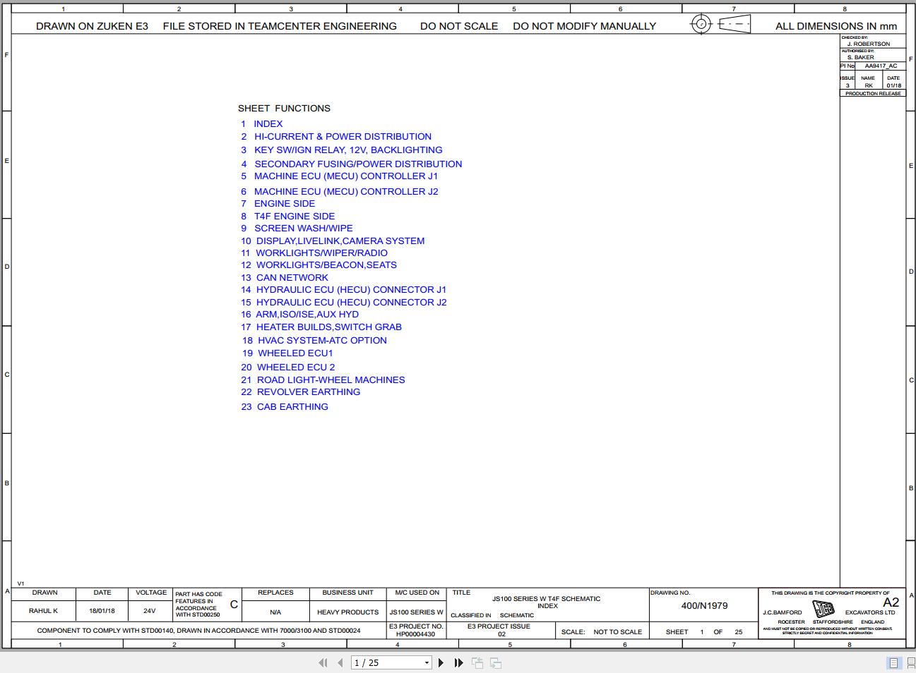 JCB Wheel Excavator JS145W T4F 2018 2022 Electrical and Hydraulic Diagram (1)