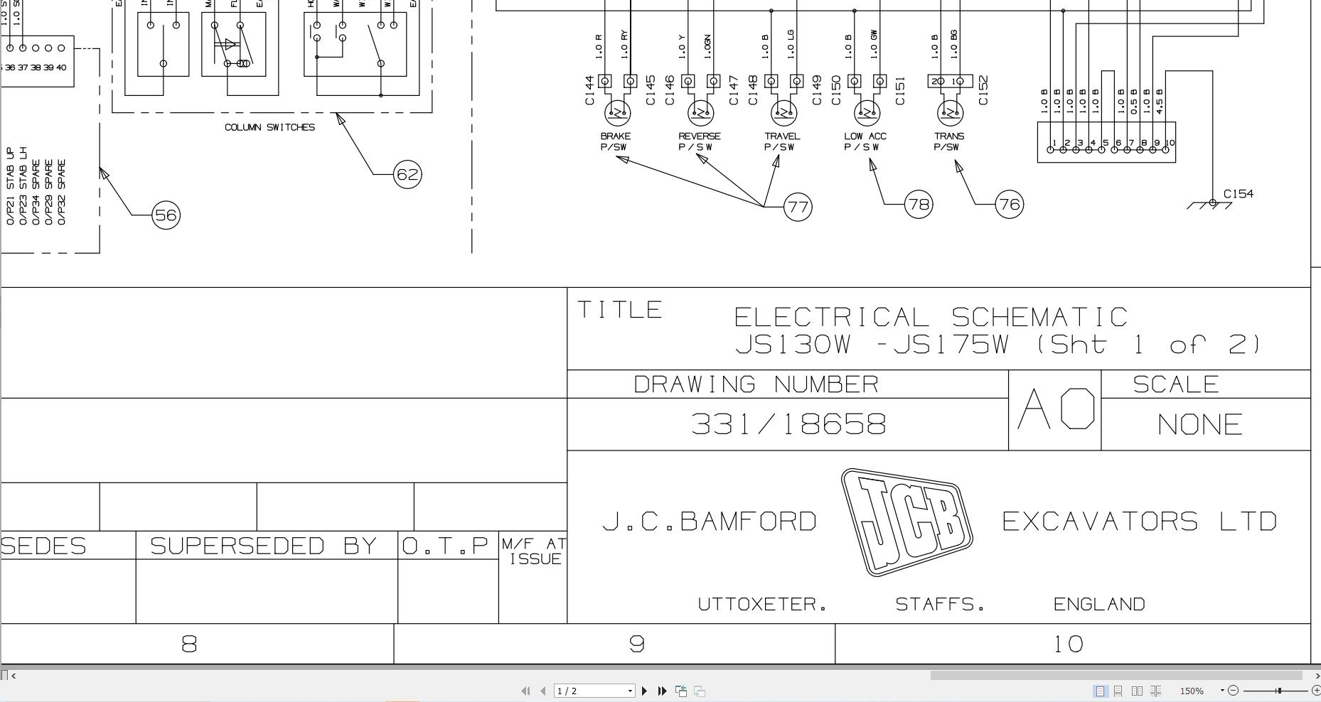 JCB Wheel Excavator JS160W T0 T2 Isuzu 1997 2007 Electrical Diagram (1)