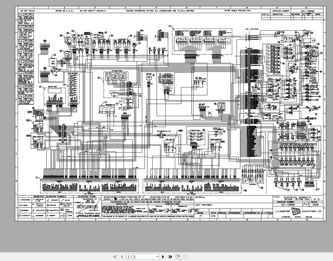 JCB Wheel Excavator JS160W T0 T2 Isuzu 1997 2007 Electrical Diagram (2)