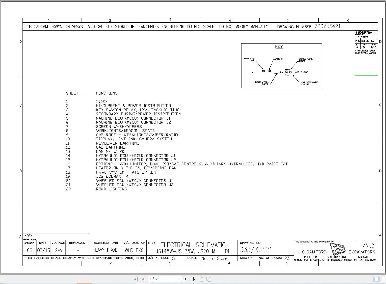 JCB Wheel Excavator JS160W T3 2007 2025 Electrical and Hydraulic Diagram (1)