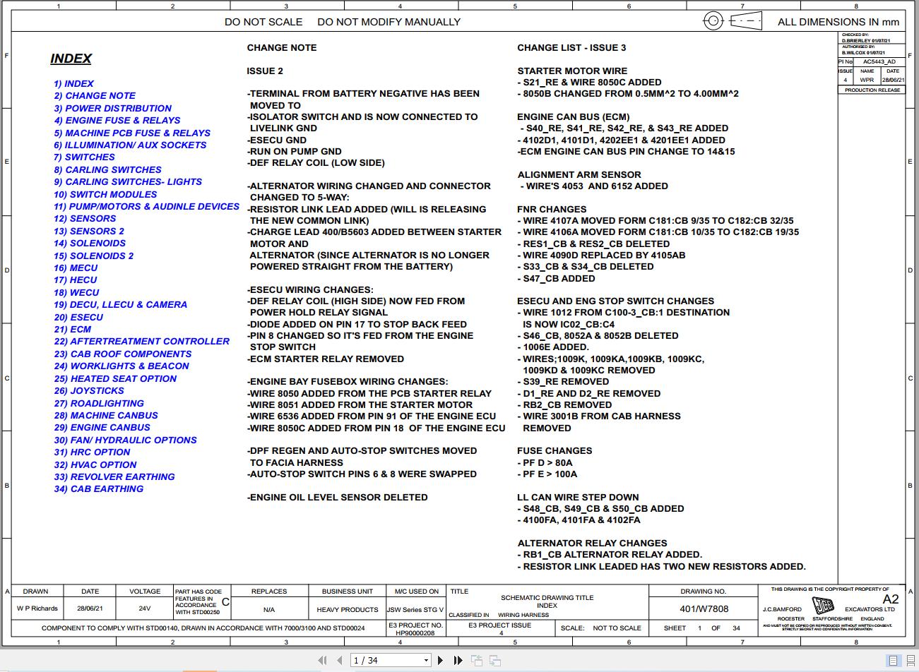 JCB Wheel Excavator JS175W STV 2020 2025 Electrical and Hydraulic Diagram (1)