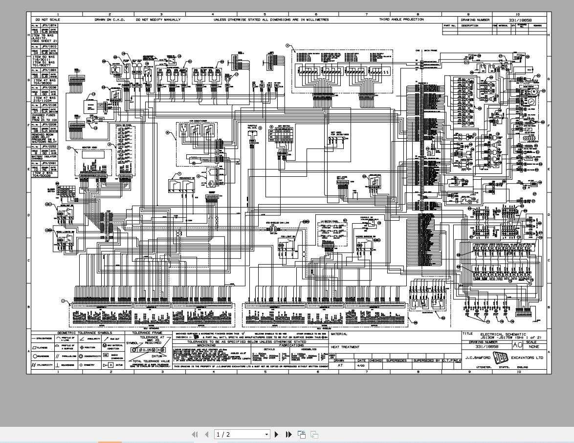 JCB Wheel Excavator JS175W T0 T2 Isuzu 2001 2006 Electrical Diagram (2)