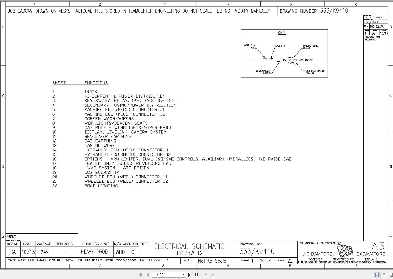 JCB Wheel Excavator JS175W T2 2006 2025 Electrical and Hydraulic Diagram (1)