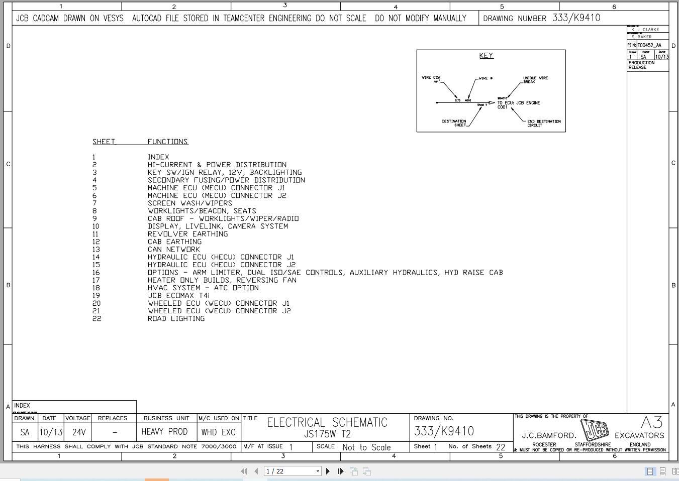 JCB Wheel Excavator JS175W T3 2007 2014 Electrical and Hydraulic Diagram (3)
