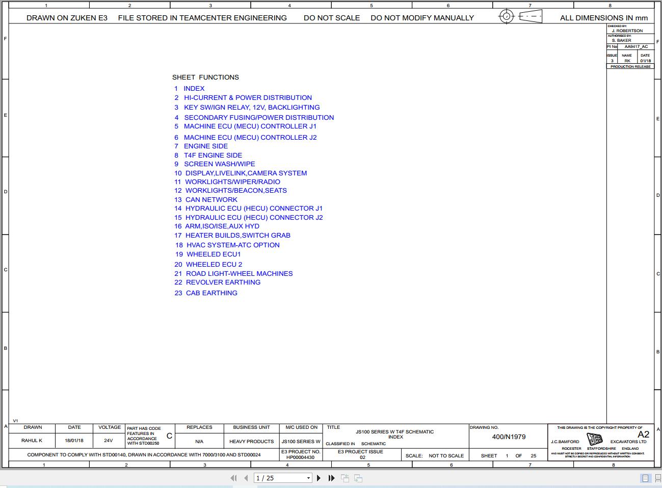 JCB Wheel Excavator JS175W T4F 2018 2021 Electrical and Hydraulic Diagram (1)