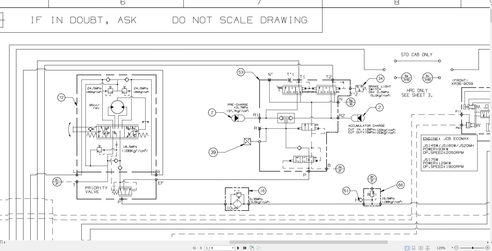JCB Wheel Excavator JS175W T4i 2014 2019 Electrical and Hydraulic Diagram (3)