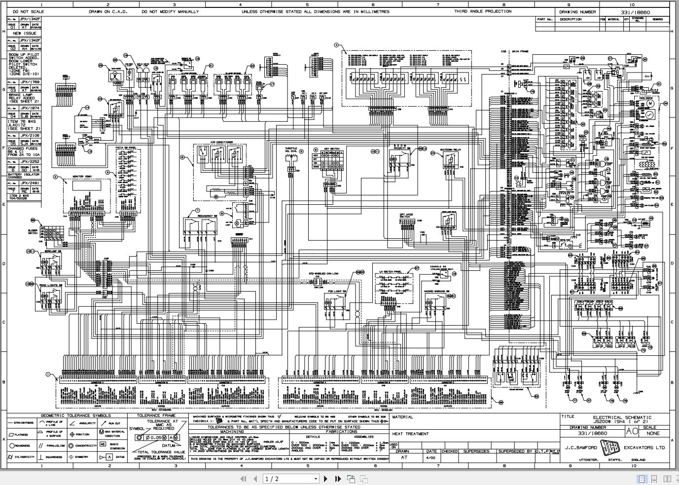 JCB Wheel Excavator JS200W T0 1998 2006 Electrical Diagram (2)