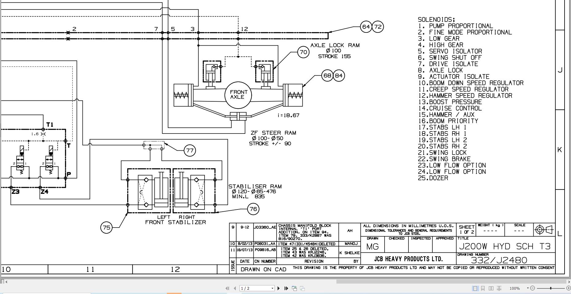 JCB Wheel Excavator JS200W T3 2007 2015 Electrical and Hydraulic Diagram (1)