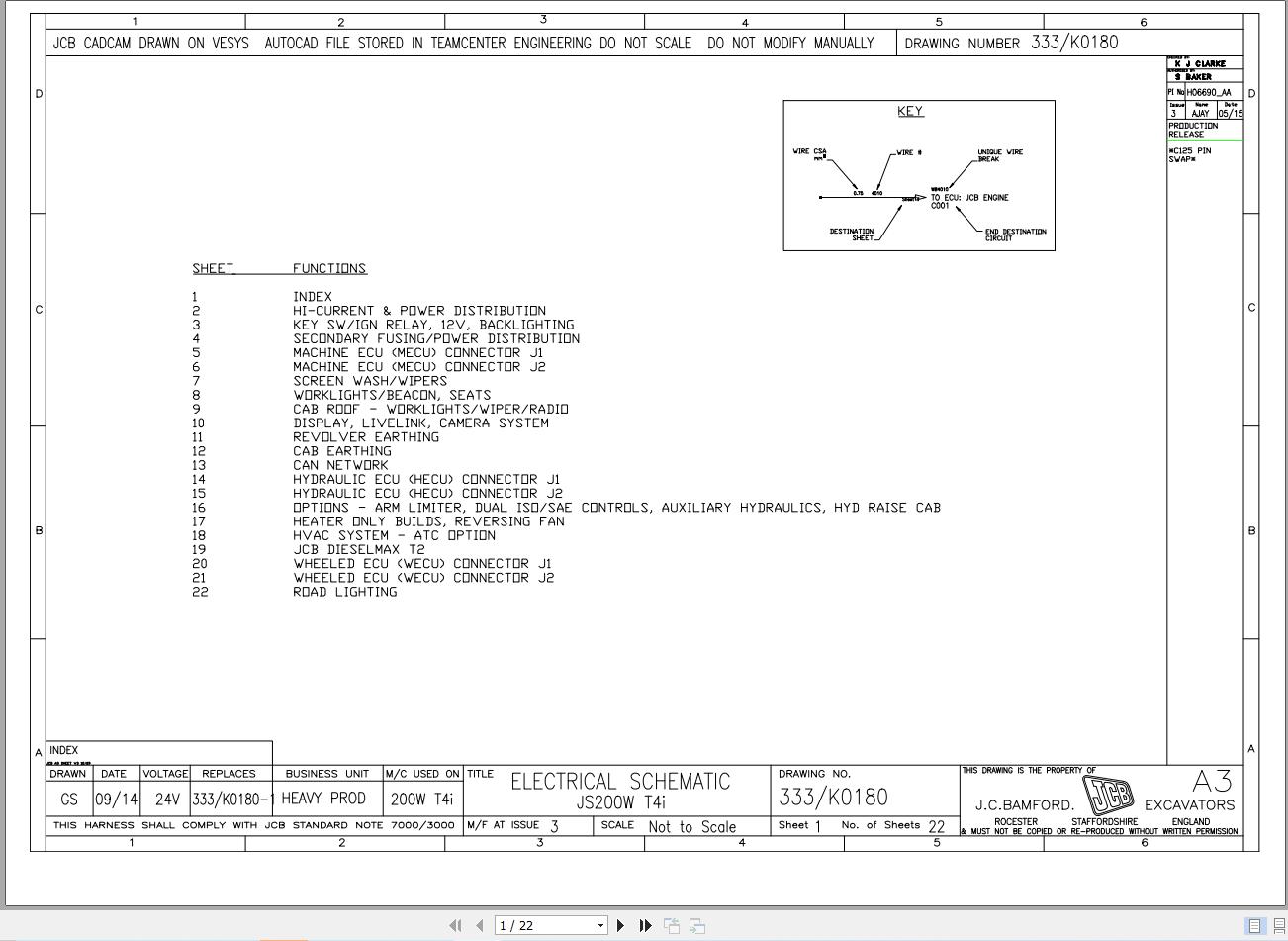JCB Wheel Excavator JS200W T4i 2014 2024 Electrical and Hydraulic Diagram (1)