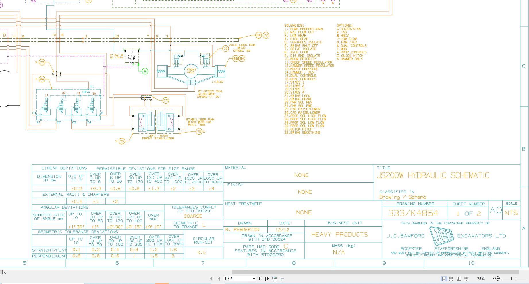 JCB Wheel Excavator JS200W T4i 2014 2024 Electrical and Hydraulic Diagram (3)