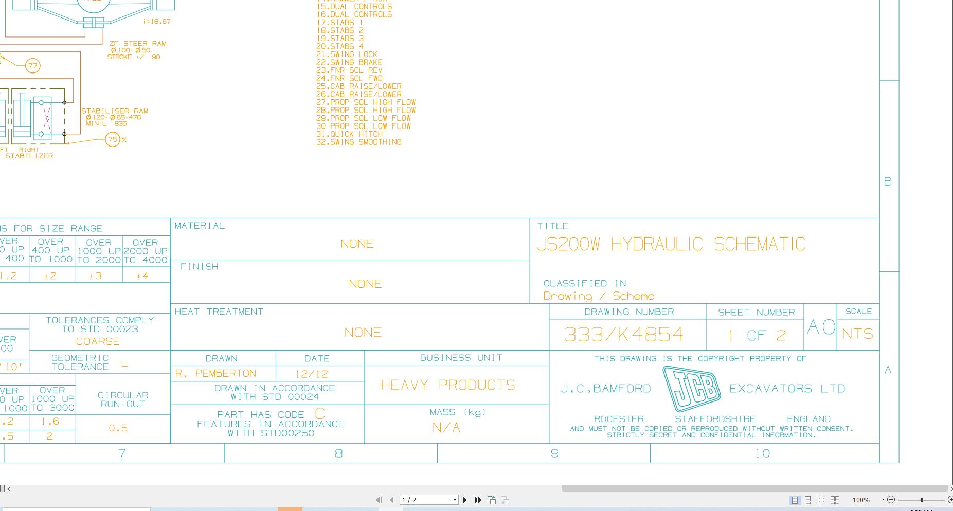 JCB Wheel Excavator JS20MH T4i 2014 2021 Hydraulic Diagram (1)