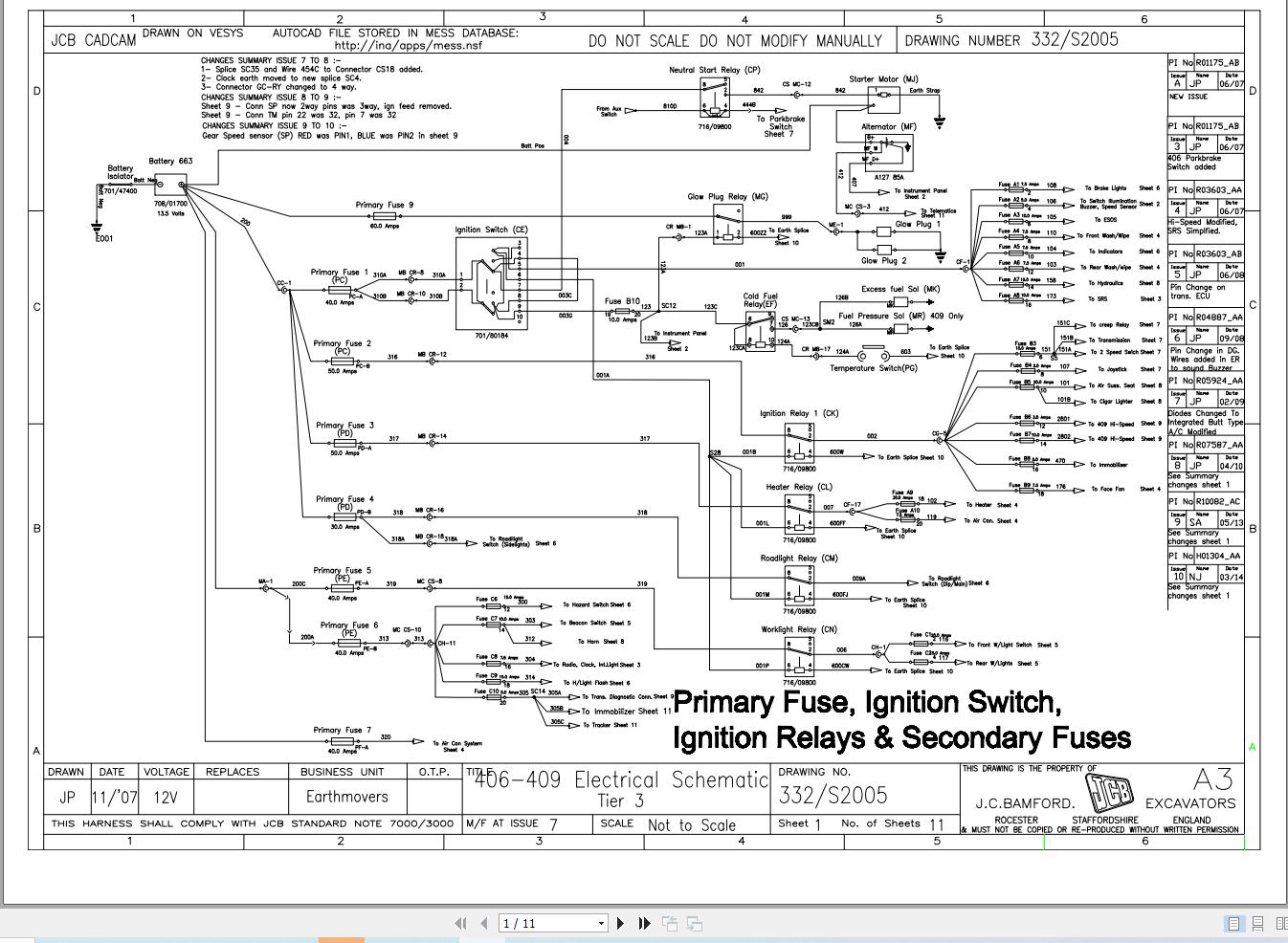JCB Wheel Loader 409 T3 2008 2014 Electrical and Hydraulic Diagram (2)