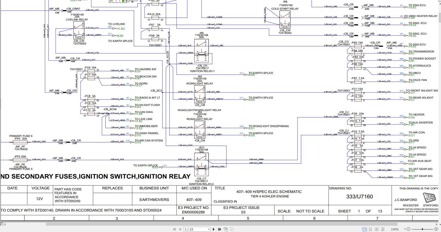 JCB Wheel Loader 409 T4F 2014 2025 Electrical and Hydraulic Diagram (3)